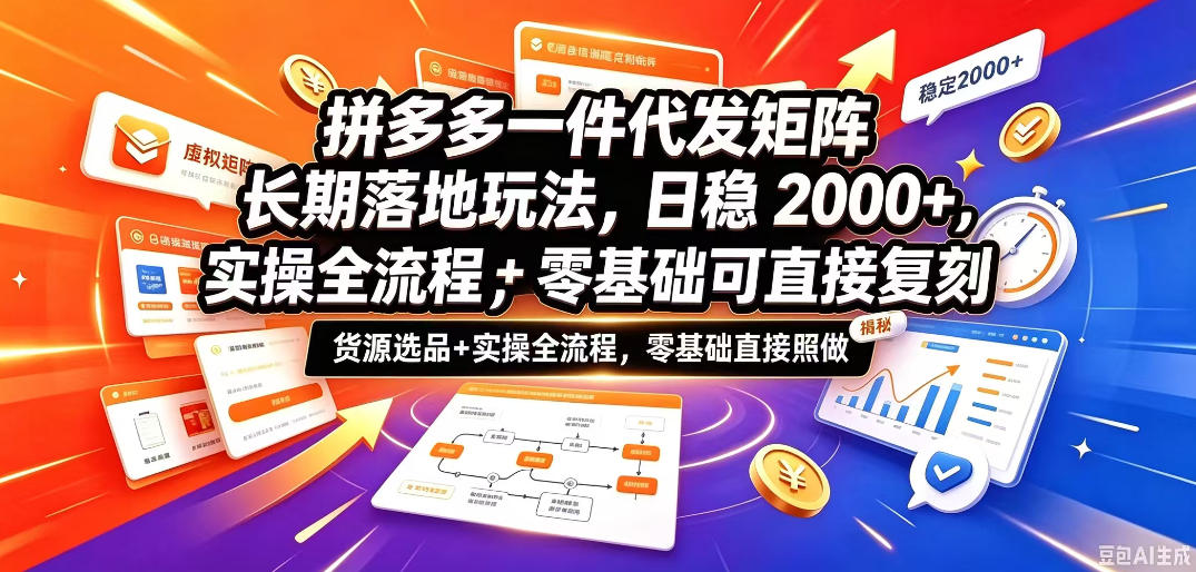 拼多多一件代发矩阵实操：选品货源全流程，零基础日稳入2方法