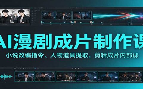 AI漫剧制作全流程课：小说改编指令+人物道具提取+剪辑成片实操