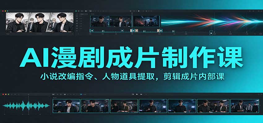 AI漫剧制作全流程课：小说改编指令+人物道具提取+剪辑成片实操