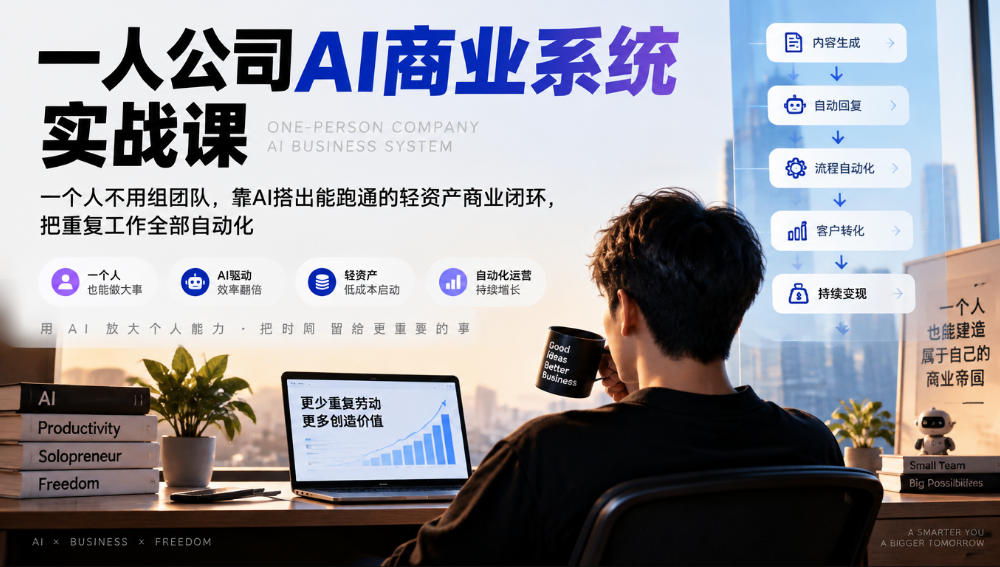 一人公司AI商业系统实战:API配置+Agent搭建,重复工作自动化化 一人公司AI商业系统实战:API配置+Agent搭建,重复工作自动化化