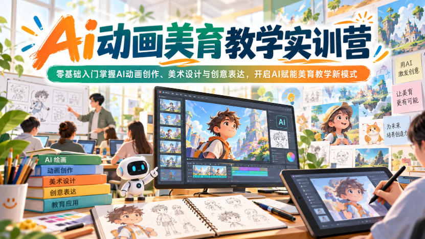 零基础AI动画美育教学实训营：掌握AI动画创作与美术设计，开启AI赋能美育课堂新方式