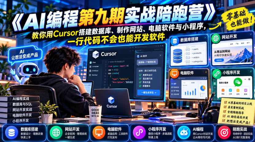 零基础AI编程实战：Cursor开发网站数据库小程序与电脑软件