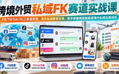 跨境外贸私域FK实战课｜FB/TikTok/IG获客+WhatsApp聊单回款