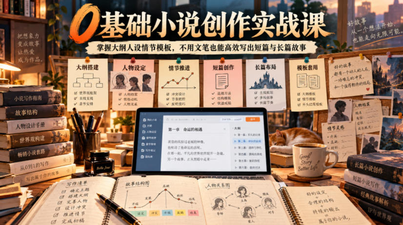 0基础小说创作课｜大纲人设情节模板，短篇长篇都能写