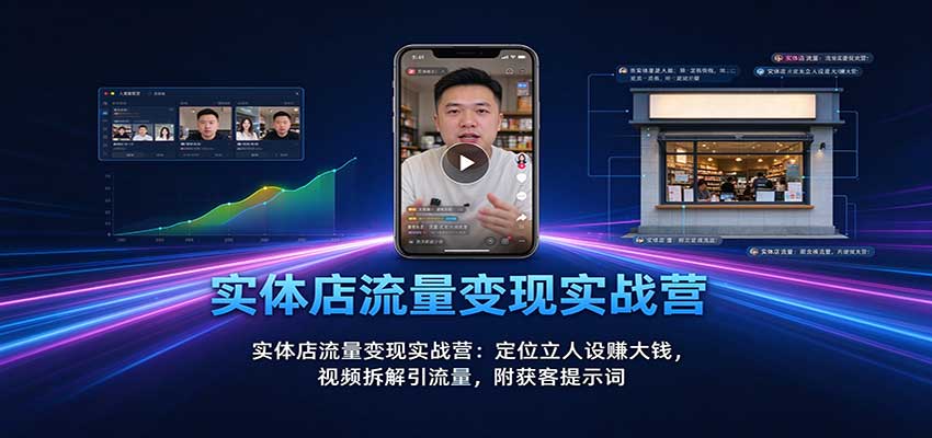 实体店流量变现实战营：九大定位立人设+短视频拆解获客，附提示词
