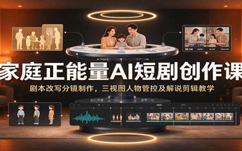 家庭正能量短剧AI创作课：剧本分镜三视图与解说剪辑全流程