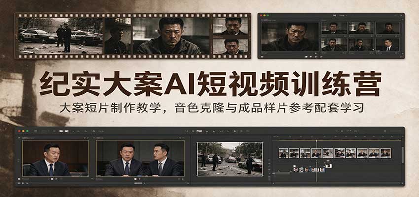 AI纪实大案短视频训练营：豆包音色克隆+短片制作教学，附成品样片与实操讲义