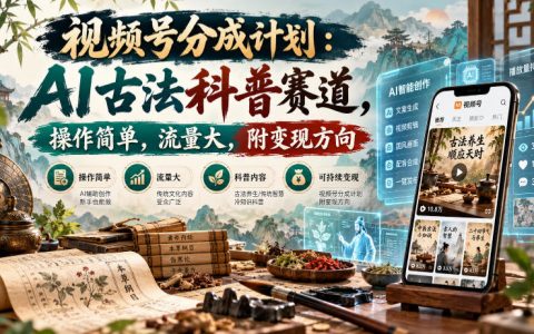 视频号分成计划：AI古法科普赛道，零基础批量做视频变现