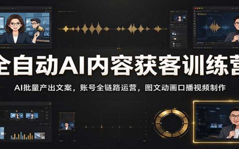 自动化AI内容获客训练营：AI批量文案+账号运营+图文动画口播视频制作