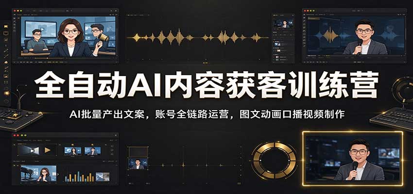 自动化AI内容获客训练营：AI批量文案+账号运营+图文动画口播视频制作