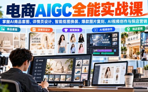 电商AIGC实战课：AI商品套图、详情页设计、抠图换装与视频创作，零基础搞定电商视觉