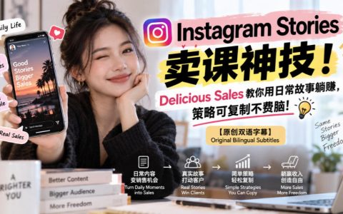 Instagram Stories卖课教程：Delicious Sales日常故事成交法，私信成交+产品组合策