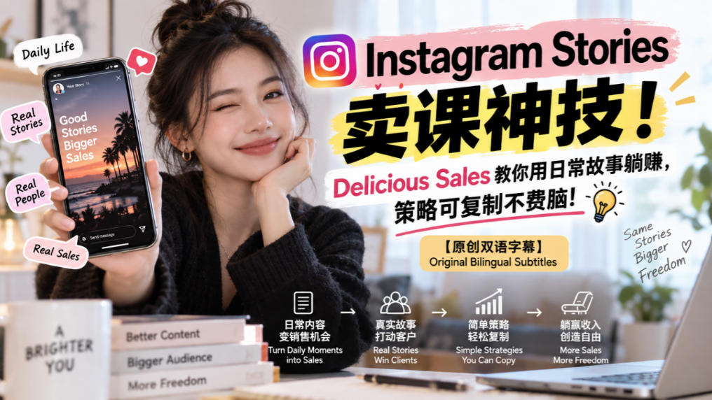 Instagram Stories卖课教程：Delicious Sales日常故事成交法，私信成交+产品组合策