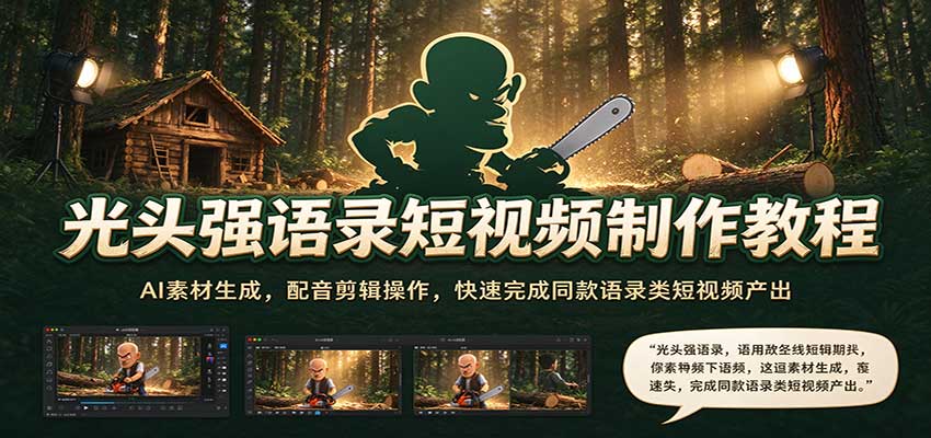 光头强语录短视频制作教程:AI素材生成+配音剪辑,快速上手二创 光头强语录短视频制作教程:AI素材生成+配音剪辑,快速上手二创