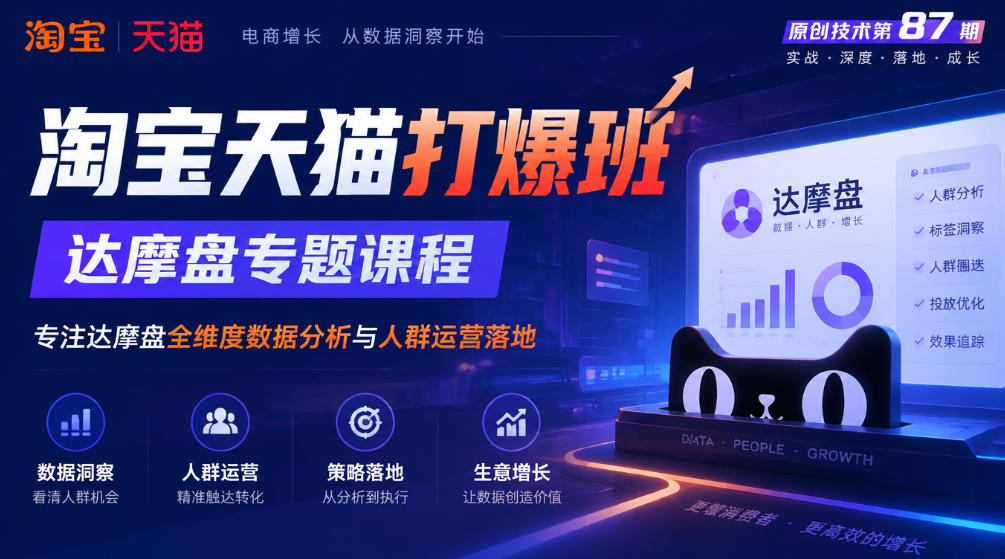 淘宝天猫达摩盘专题课：竞品分析+人群标签拉取，单品打爆实操