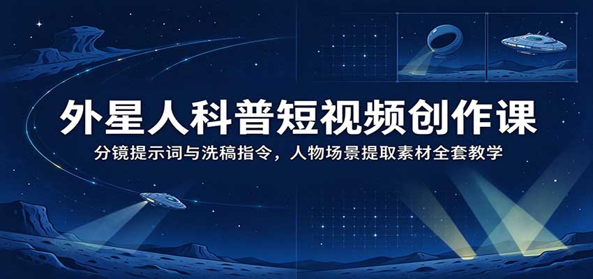 外星人科普短视频创作课：分镜提示词+洗稿指令+人物场景提取全套教学