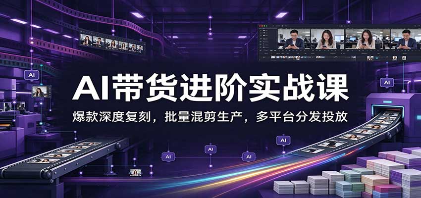 AI带货进阶实战课：爆款复刻+批量混剪+多平台分发，从选品到付费推广
