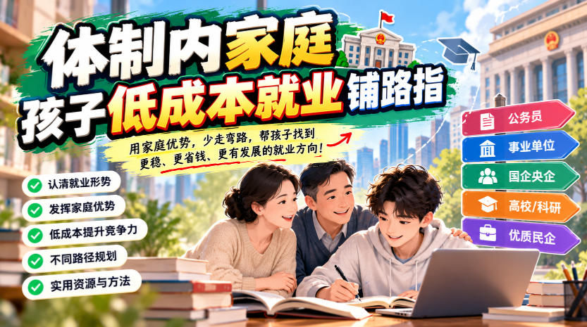 体制内家庭孩子低成本就业铺路指南：教育内卷文凭贬值就业困难下如何破局规划