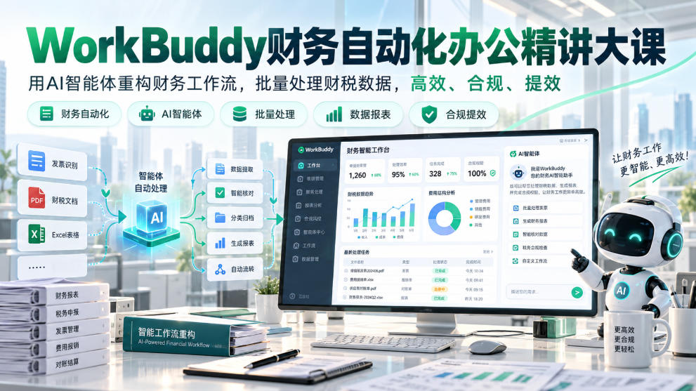 WorkBuddy财务自动化AI课程:Excel报表勾稽校验与财税合规实操 WorkBuddy财务自动化AI课程:Excel报表勾稽校验与财税合规实操