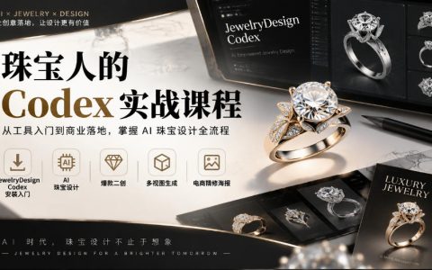 珠宝人的Codex实战课｜JewelryDesign安装入门+AI珠宝设计二创多视图电商海报
