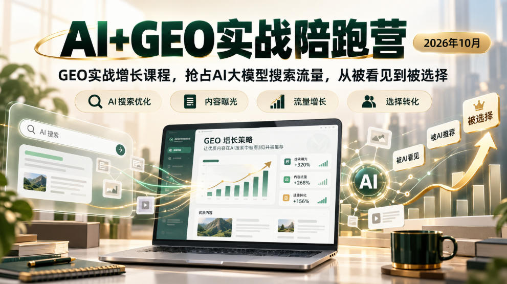 AI+GEO实战陪跑营2026年10月：零代码抢占Kimi文心一言AI搜索流量