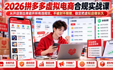2026拼多多虚拟电商合规实战：开店到出单避违规防限推