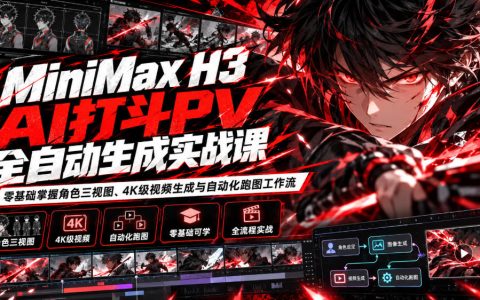 MiniMax H3打斗PV自动化生成课：零基础三视图到4K视频工作流