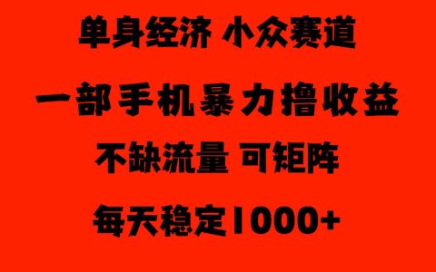 26年单身经济冷门蓝海项目，小白低门槛变现500步骤-1步骤