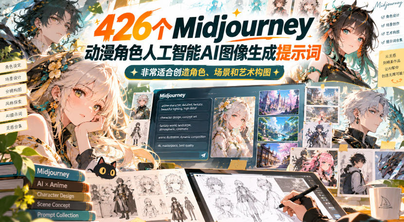 426个Midjourney动漫角色AI提示词，附示例图，轻松生成高质量动漫艺术