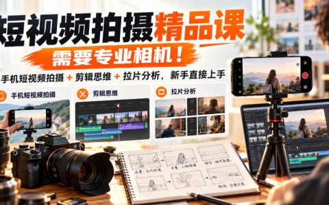 2026 手机短视频拍摄剪辑课：零基础学运镜构图与拉片分析