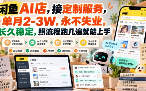 闲鱼AI定制服务接单教程，0基础手机开店变现2-3W