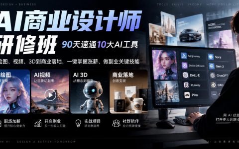AI商业设计师研修班：90天速通10大AI工具，绘图视频3D商业落地变现