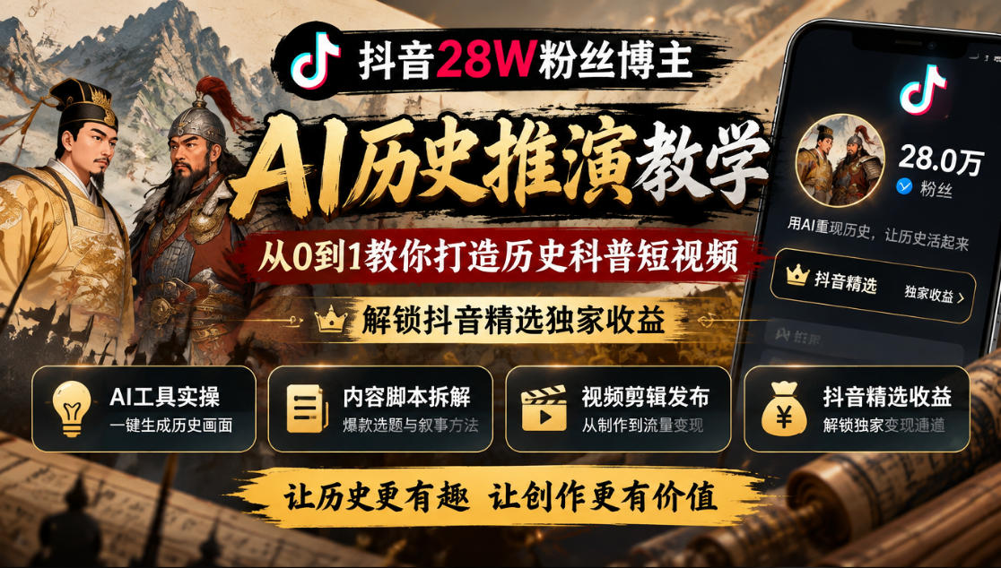 28W粉博主AI历史地图推演教程 Geolayers+AE剪映历史短视频起号变现