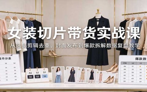 女装切片带货实战：选品剪辑去重封面发布爆款拆解数据复盘