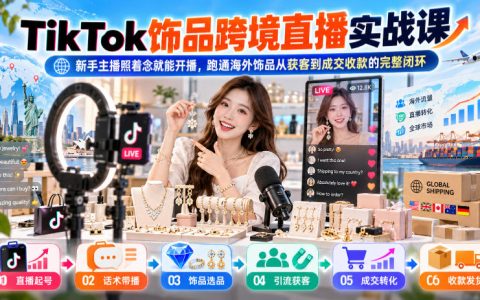 TikTok饰品直播课：新手主播话术+PayPal收款私域闭环