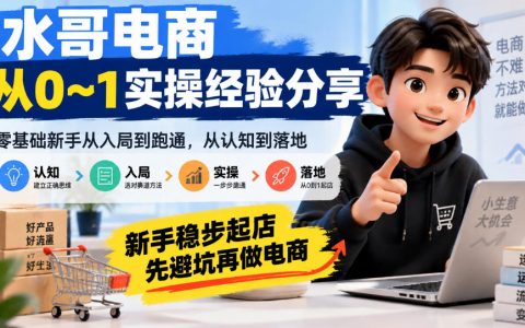 零基础电商从0到1实操课：新手选品开店测品发货全流程避坑指南