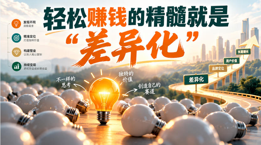 差异化赚钱思维：5个维度教你用差异化思维轻松变现，告别内卷