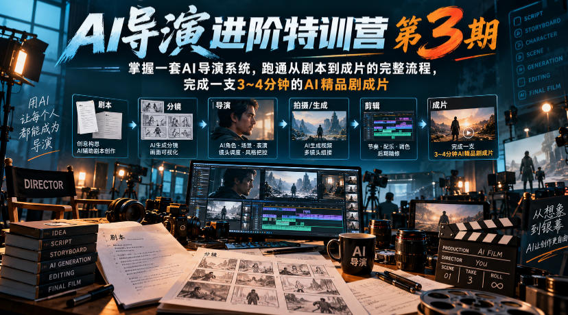 AI导演进阶特训营第3期：Codex/WorkBuddy双端SOP，30天跑通剧本到成片