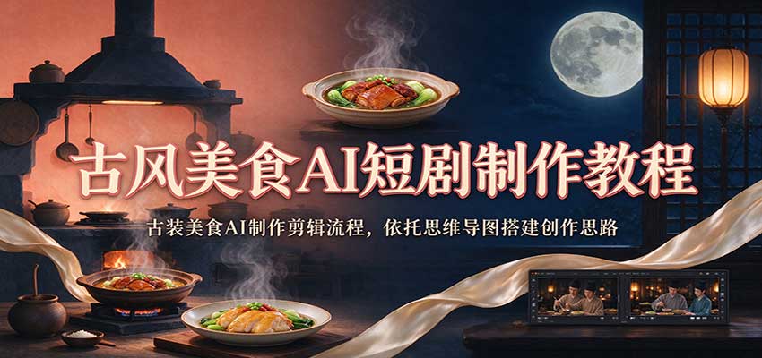 古装美食AI短剧制作教程：思维导图+剪辑流程，新手快速上手