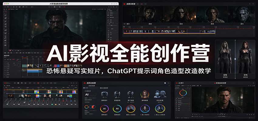 AI影视创作营：ChatGPT角色造型改造，恐怖悬疑写实短片全流程教学