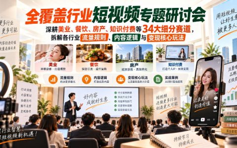 短视频34大细分赛道专题研讨会：美业餐饮房产知识付费流量规则与变现玩法拆解