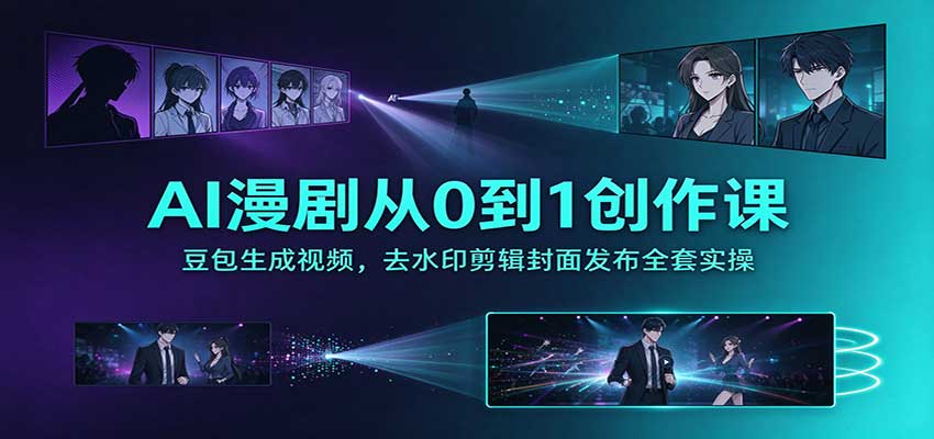AI漫剧从0到1创作课：豆包生成视频+去水印剪辑封面发布变现全流程