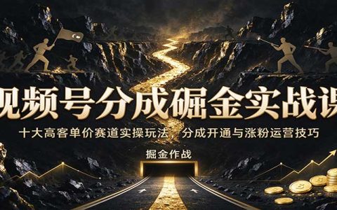 视频号分成掘金实战课：十大高客单价赛道实操+开通涨粉全流程
