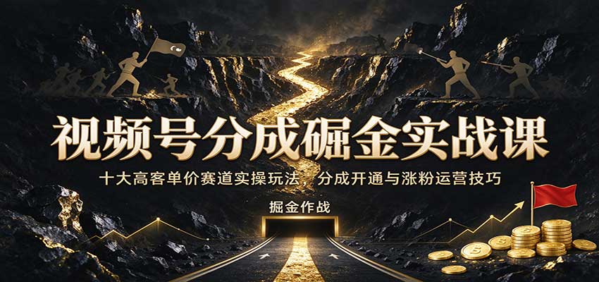 视频号分成掘金实战课：十大高客单价赛道实操+开通涨粉全流程