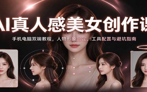 AI真人感美女视频教程：手机电脑双端工作流，人物形象统一与避坑指南