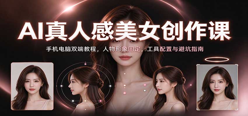 AI真人感美女视频教程：手机电脑双端工作流，人物形象统一与避坑指南