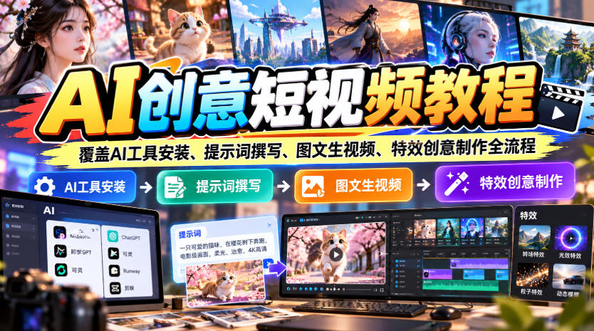 AI创意短视频教程:零基础学即梦提示词与图片转视频特效制作 AI创意短视频教程:零基础学即梦提示词与图片转视频特效制作