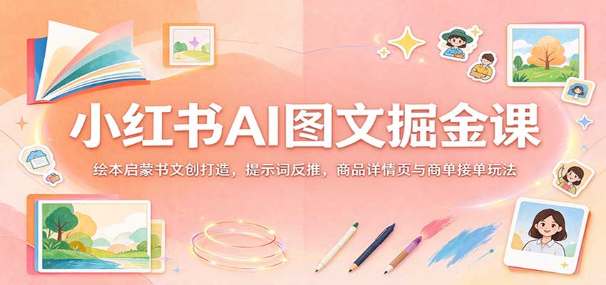 小红书AI图文变现课：AI绘本启蒙书文创制作+提示词反推+商品详情页接单全流程