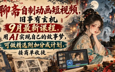 聊斋动画短视频AI课程：提示词分镜生歌剪辑全流程9月最新