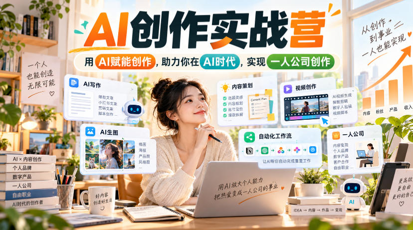 AI创作实战营：用AI搭建语料库做公众号与小红书，实现一人公司内容变现